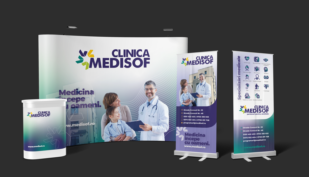 Design perete spider si rollup pentru Clinica Medisof - creat de Idea Lab Creative Agency Craiova